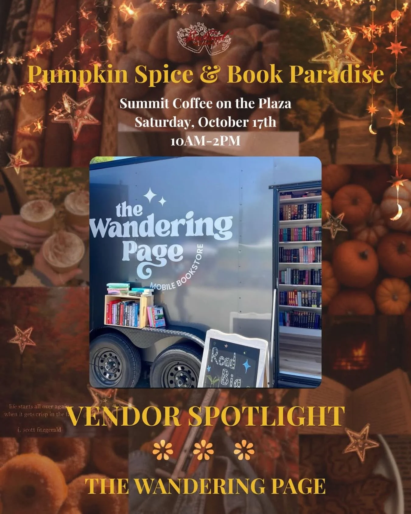 Come see me Saturday for the Pumpkin Spice &amp; Book Paradise Market with @sweetheartmarketclt at @summitcoffeeontheplaza 

🗓️ Saturday, October 17th
🕰️ 10am-2pm
📍 Summit on the Plaza

#charlottenc #bookishevents #bookstagram #booksbooksbooks #th