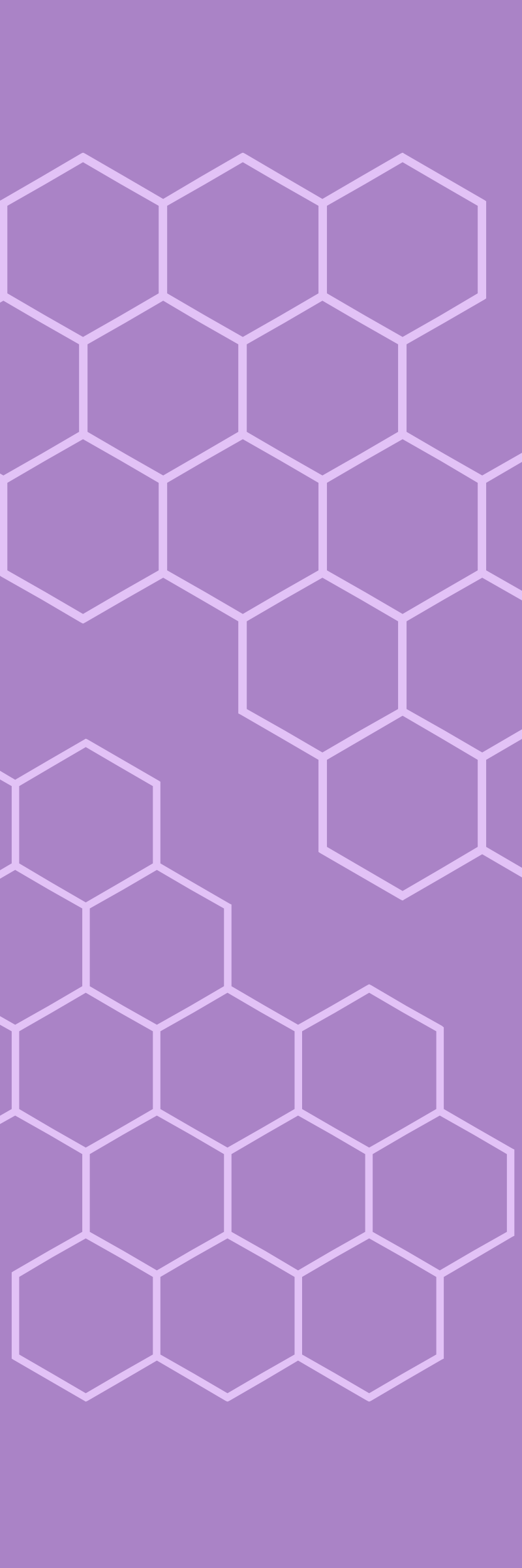 A purple background with a pattern of white hexagons connected by white lines.
