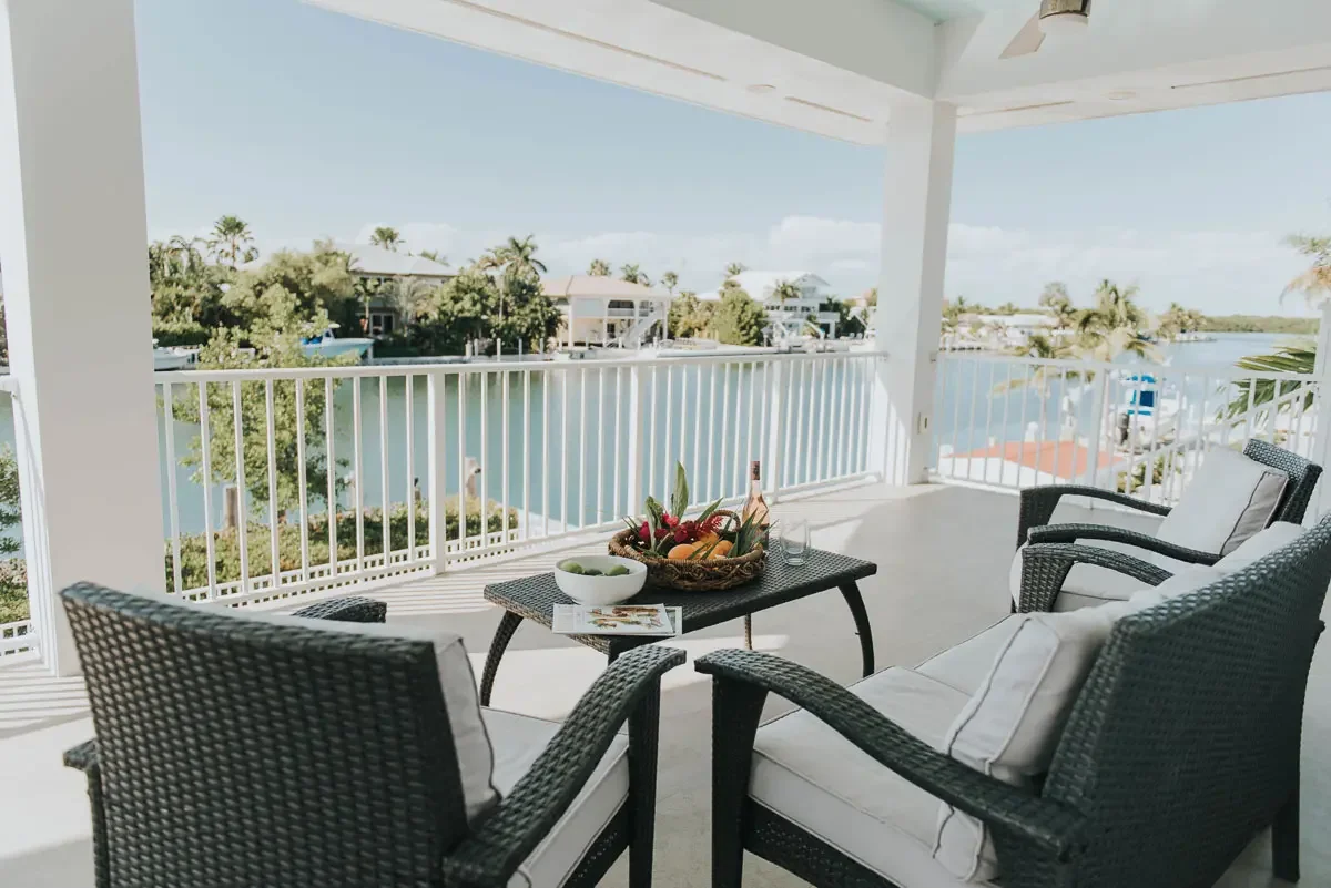 Outdoor dining setup at a Florida Keys vacation rental designed for entertaining and island living