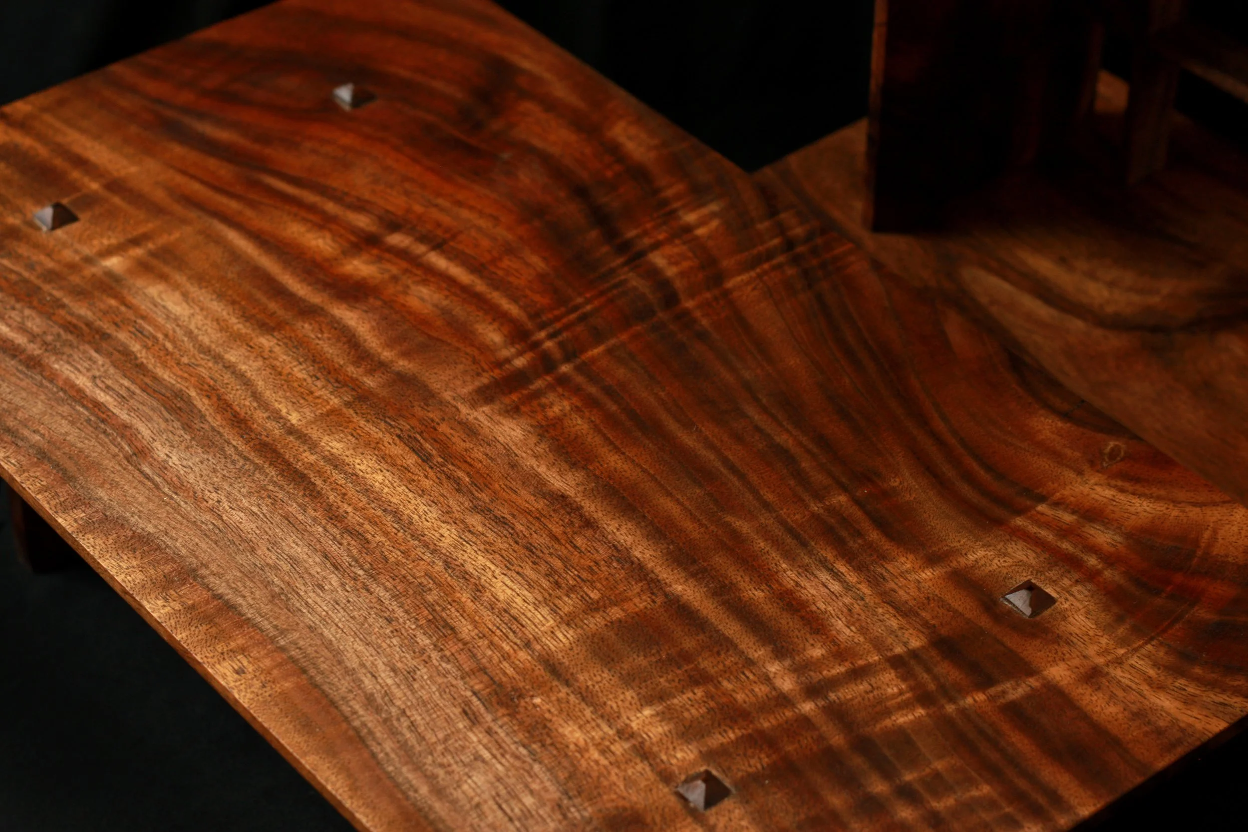 deep violet colored purpleheart altar with hand cut chamfers — handcrafted signature piece by Rogue Aesthetic Woodwork