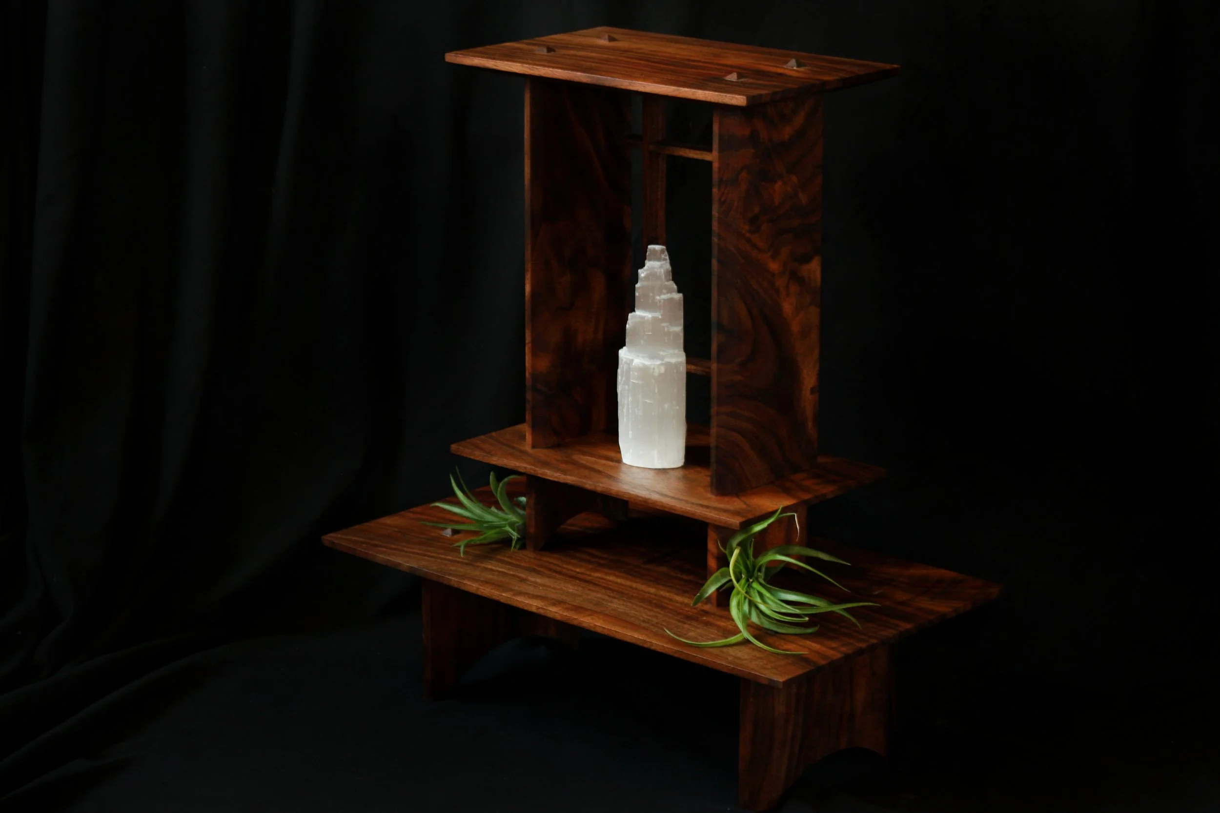 deep violet colored purpleheart altar with hand cut chamfers — handcrafted signature piece by Rogue Aesthetic Woodwork