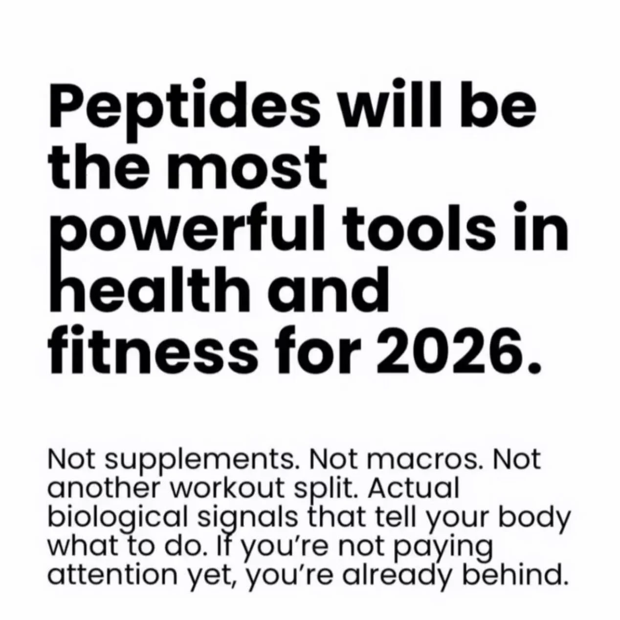 The next era of health isn&rsquo;t louder &mdash; it&rsquo;s smarter.
Peptides are redefining how we optimize energy, recovery, body composition, and longevity.
Welcome to the future of wellness. 🤍
#ModernWellness #Peptides #Longevity #ElevatedHealt