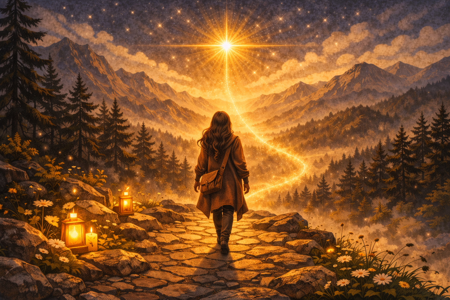 Woman walking toward her north star