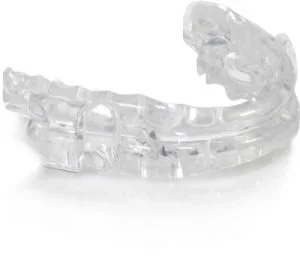 Clear oral appliance used for snoring and sleep apnea treatment at Northwest Ohio Sleep Solutions in Maumee Ohio