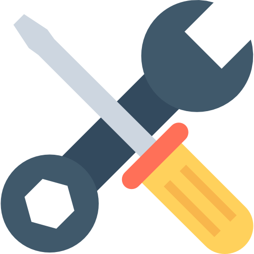 A wrench and a screwdriver crossed over each other.