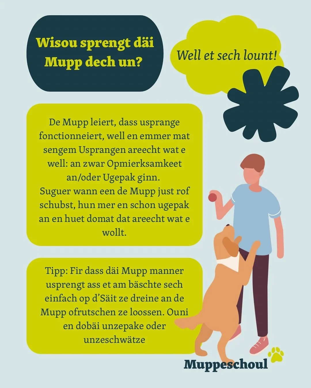 Wisou sprengt d&auml;i Mupp dech un? 🐾💚