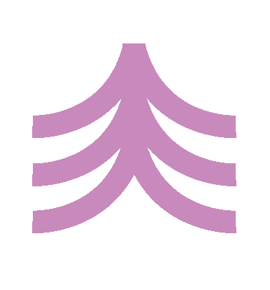 A stylized purple Christmas tree icon with five layers of curved lines.