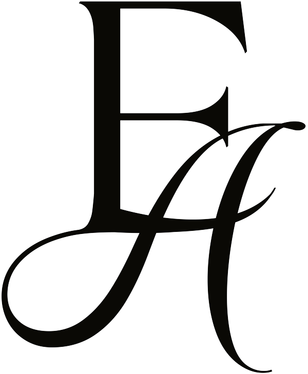 A black and white stylized logo combining the letters 'J' and 'F' in an elegant, script font.