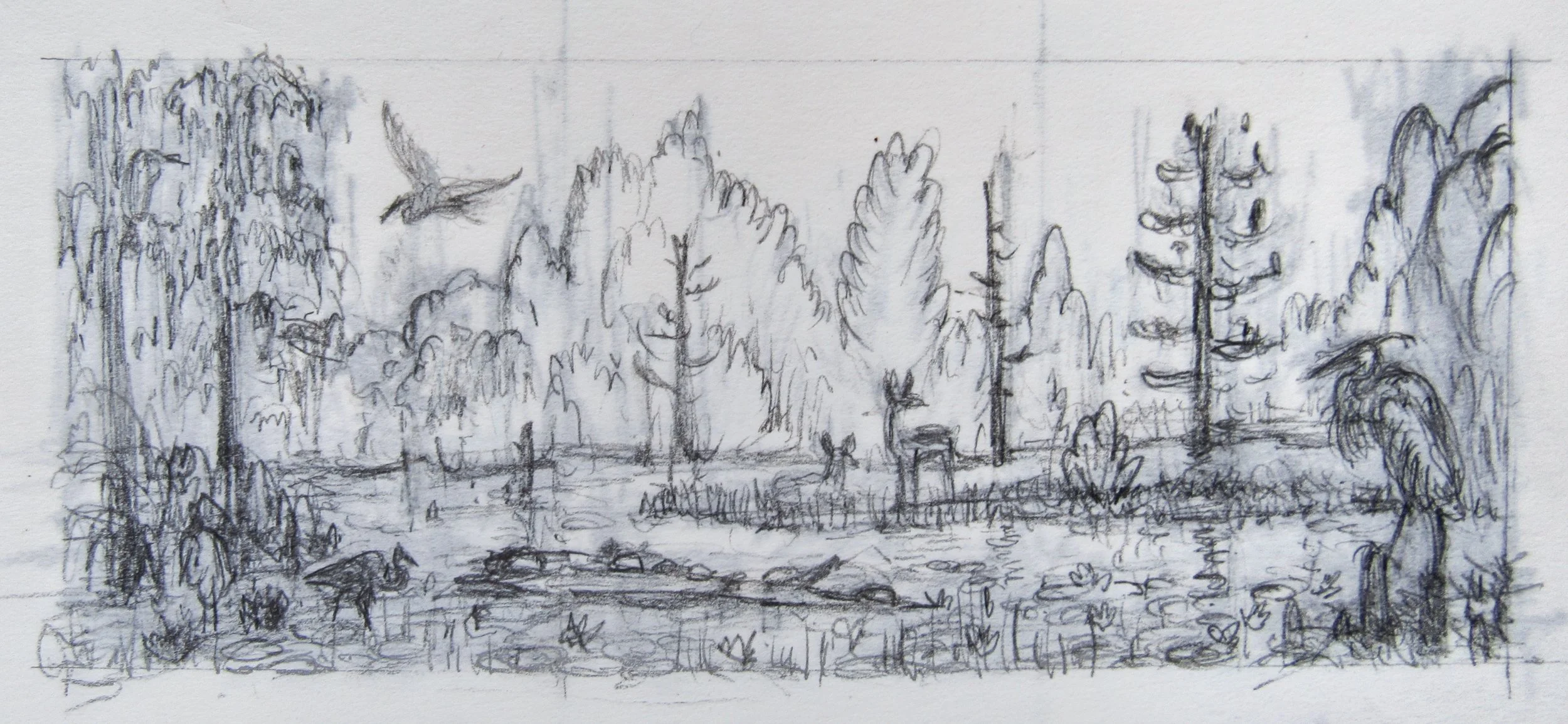 Black Bayou sketch / pencil on paper / 2.5"x6" - SOLD