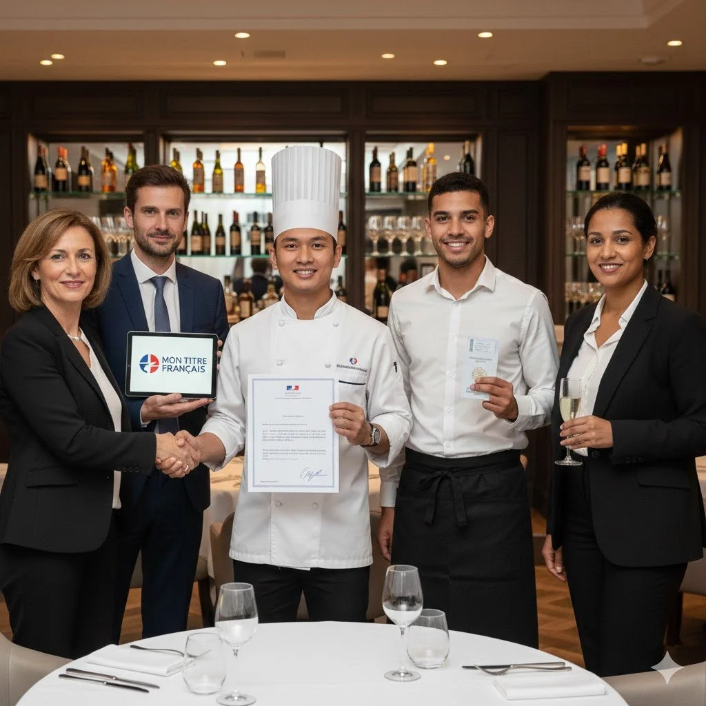 Hôtellerie-Restauration : Mon Titre Français sécurise vos recrutements (titres de séjour, autorisations de travail) pour intégrer vos talents en toute conformité.