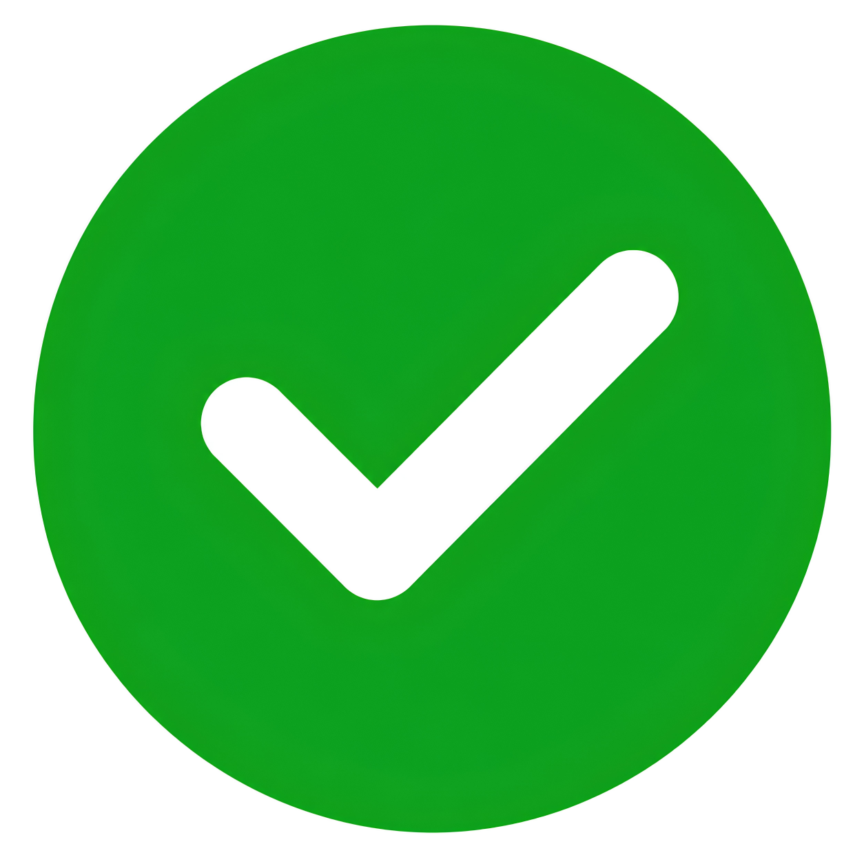 Un bouton vert avec une coche blanche à l'intérieur, indiquant une confirmation ou un statut positif.