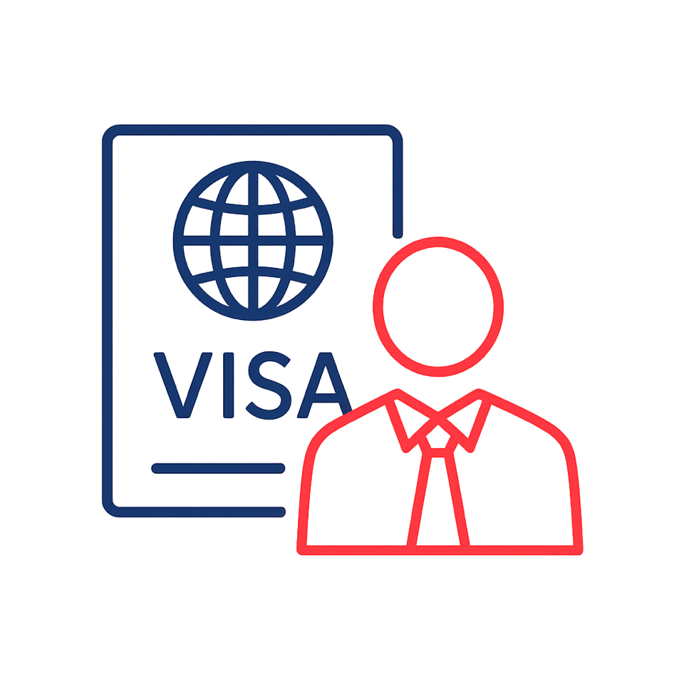Illustration d'une carte bancaire Visa avec un globe terrestre et une silhouette d'homme d'affaires en costume rouge.