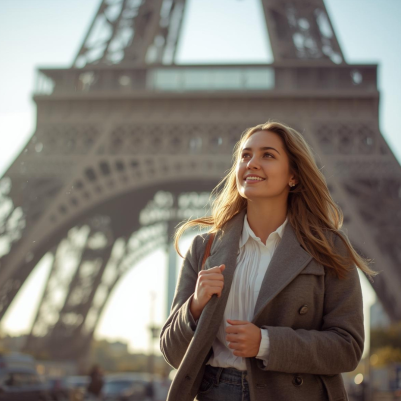 Personne devant la tour Eiffel illustrant un changement de statut en France
