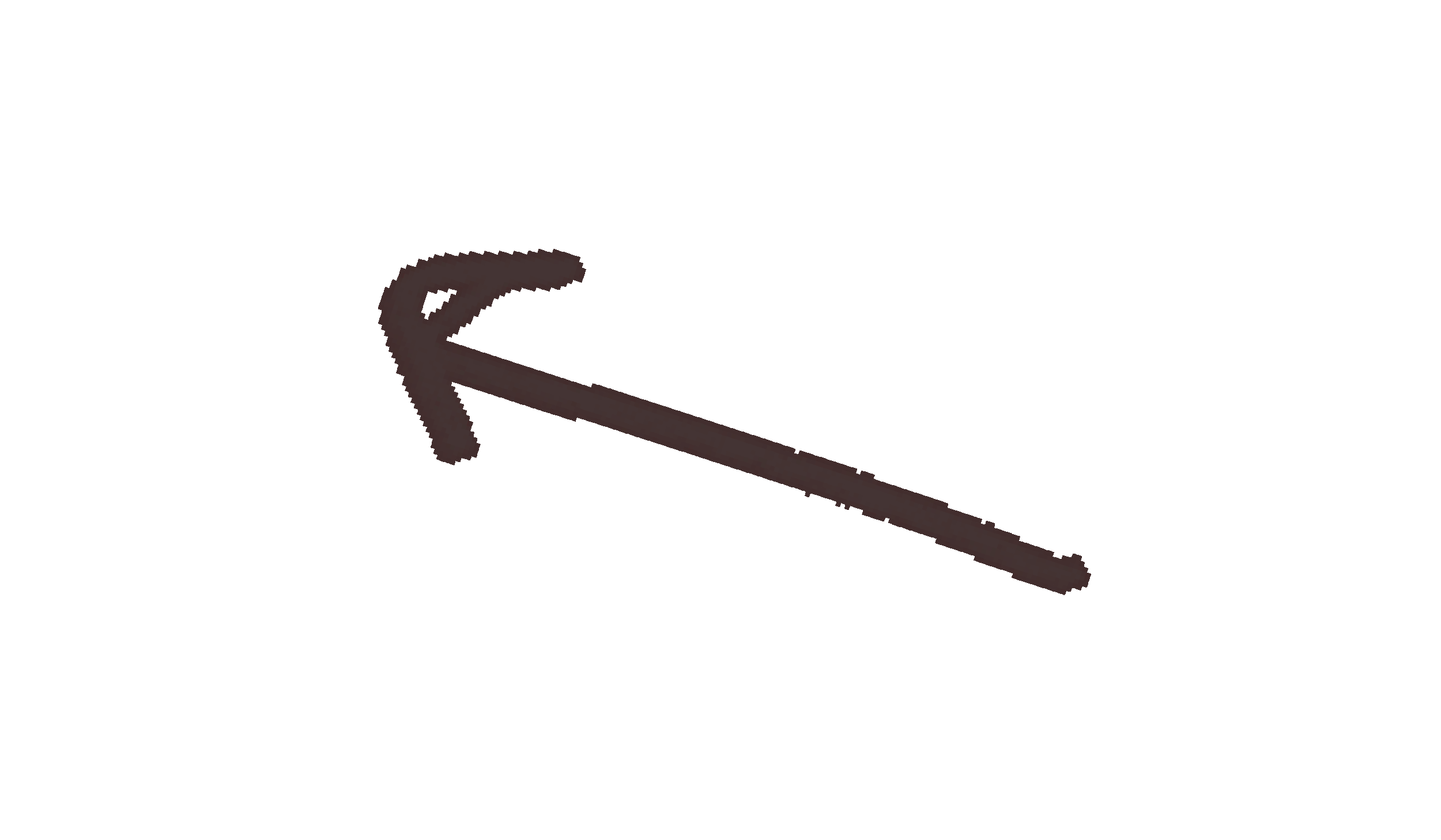 A black background with an adult-sized rake with a brown handle and dark gray tines.