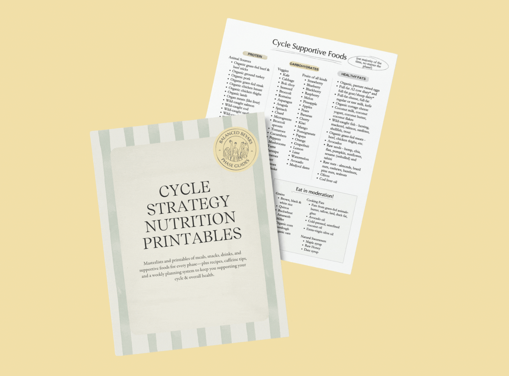 Cycle Strategy Grocery Lists & Nutrition Printables