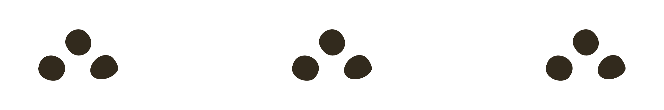 three small circles displayed in triangle shape