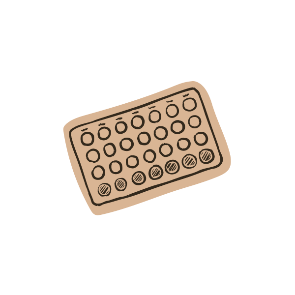 Drawing of hormonal birth control. 