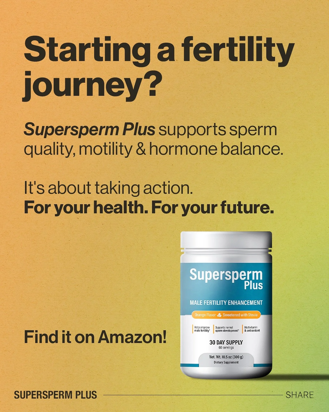 Supersperm supports sperm quality 💪, motility 🏃&zwj;♂️ &amp; hormone balance 🧬

Find it on @amazon 📦

#sperm #amazon #balance #motility #hormone #support #world