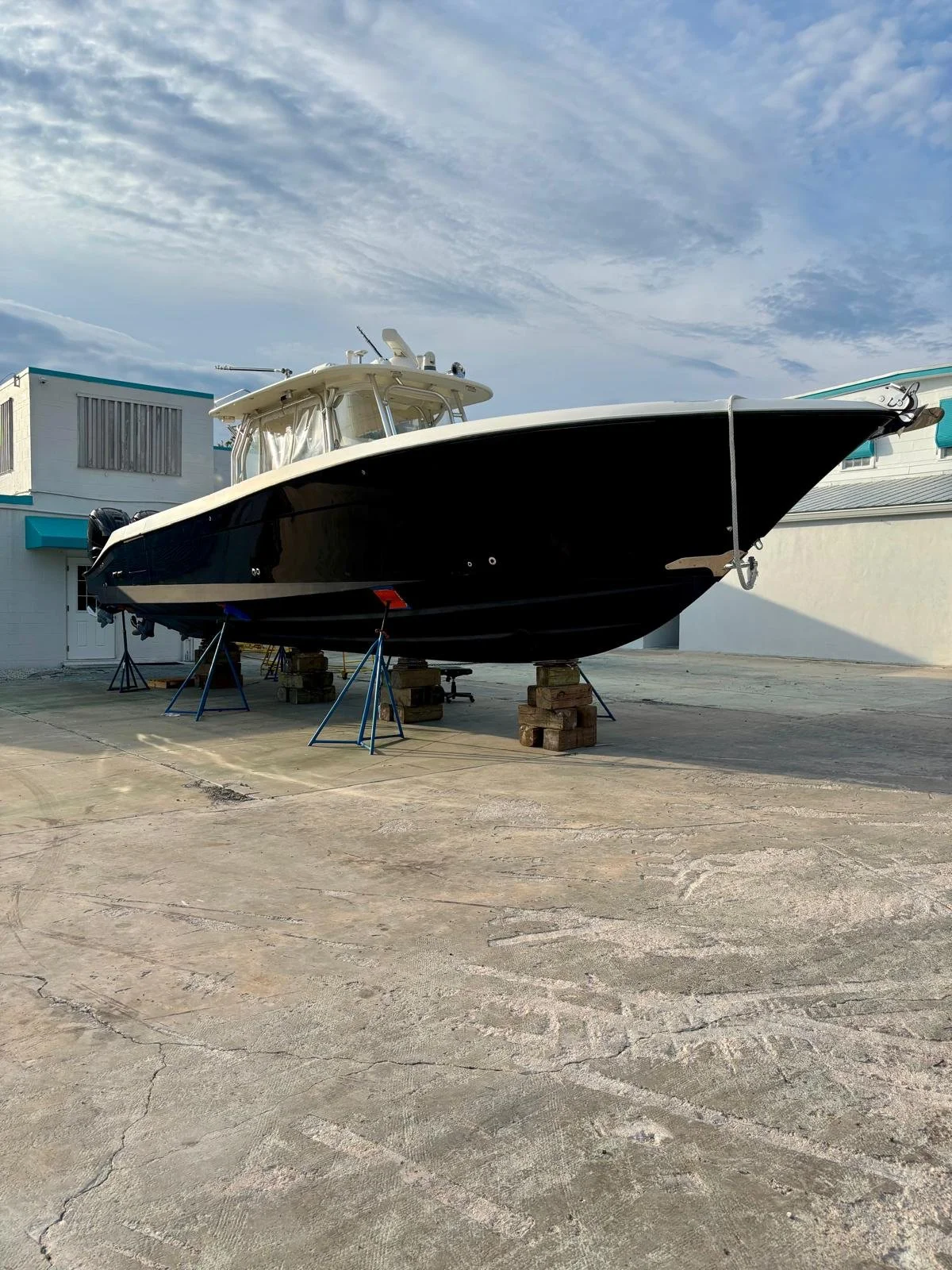 Detailed white sportfish bow