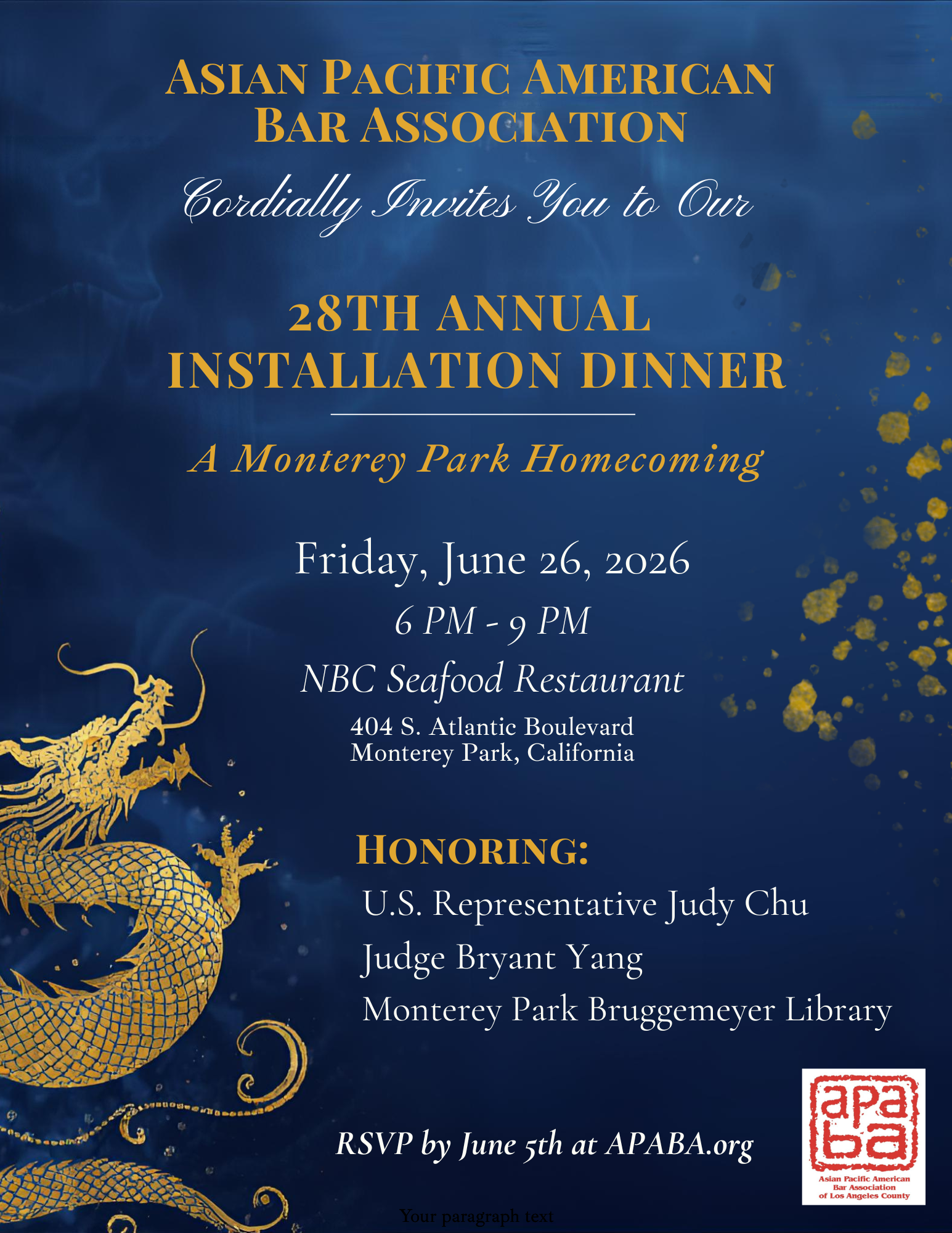 28th Annual Installation Dinner