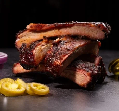 Pork ribs with smoky BBQ flavor.