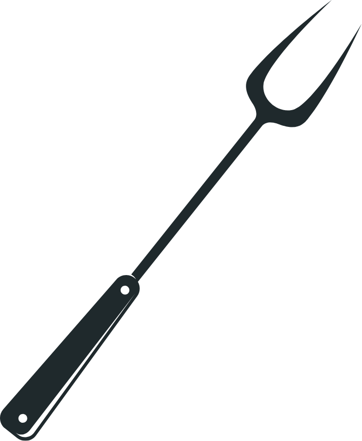 Silhouette of a grilling fork with a black background.