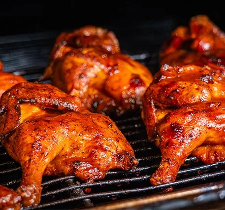 Smoked chicken fresh from the pit.