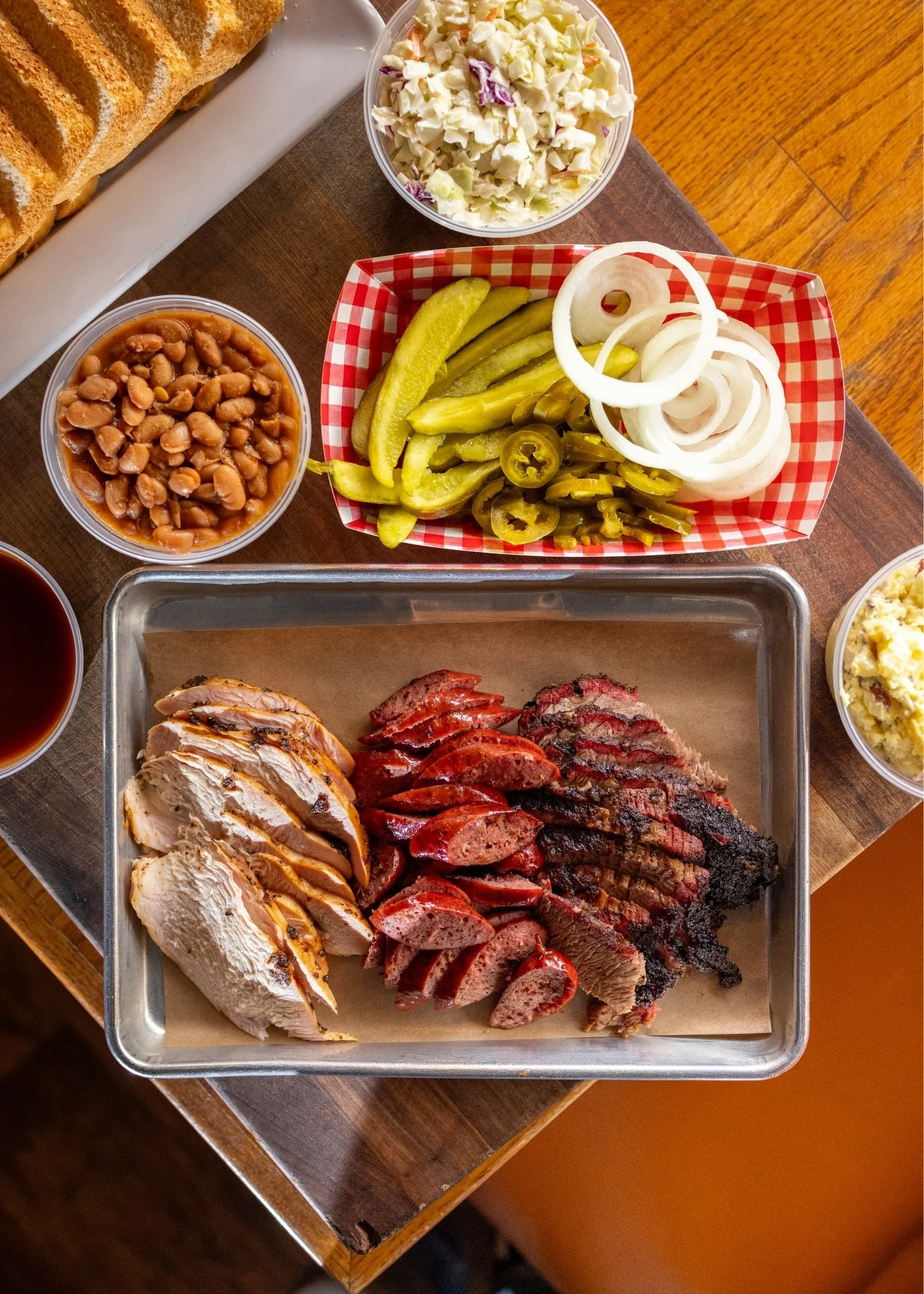 Table with assorted Pok-E-Jo's platters.