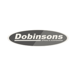 Logo for Dobinsons Spring & Suspension with black, purple, yellow and white text.