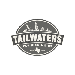 Logo for Tailwaters Fly Fishing Co., established in 2007, with a fish silhouette and the state of Texas.