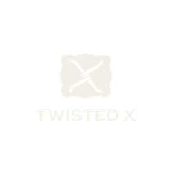 Twisted X logo with two white squiggly lines crossing each other inside a maroon shape, and the text 'TWISTED X' below.