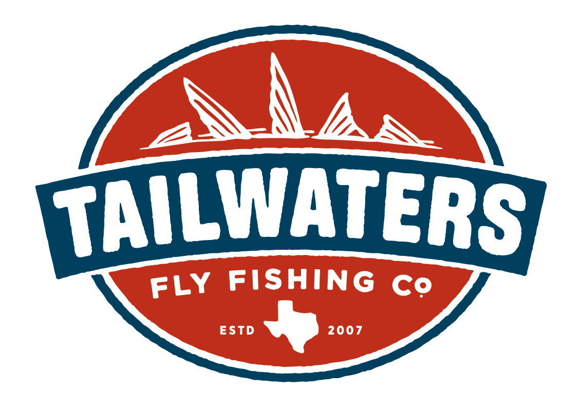 Logo for Tailwaters Fly Fishing Co., established in 2007, with a fish silhouette and the state of Texas.