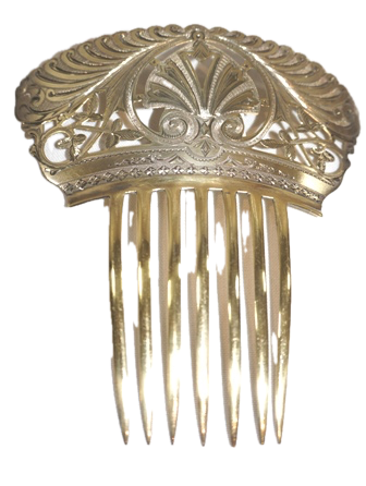 A VICTORIAN STERLING SILVER "BACK" COMB, USED WHEN PILING UP HAIR HIGH ON THE BACK OF THE HEAD