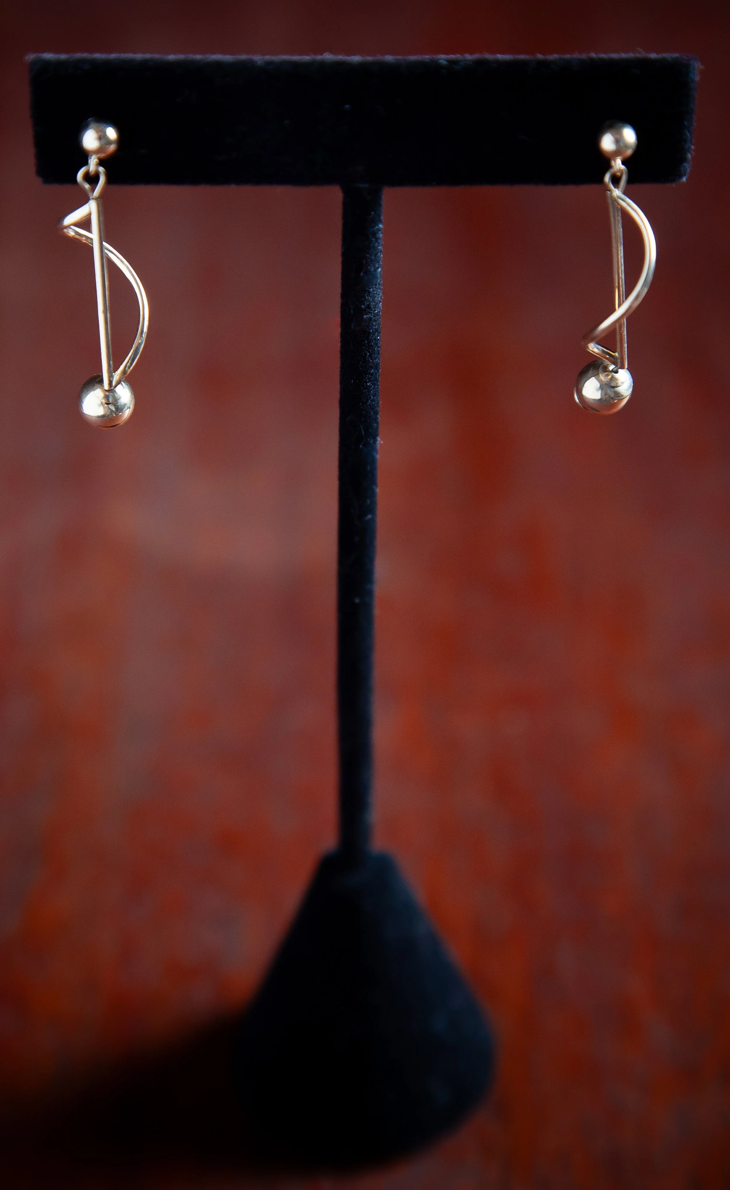 A PAIR OF YELLOW GOLD BALL DANGLE EARRINGS IN THE ORIGINAL "A.G.A. CORREA & SON" GIFT BOX