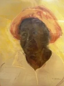 A FRAMED & HAND COLORED PORTRAIT BY EVA WILKIN, 1898-1989; 17" X 20