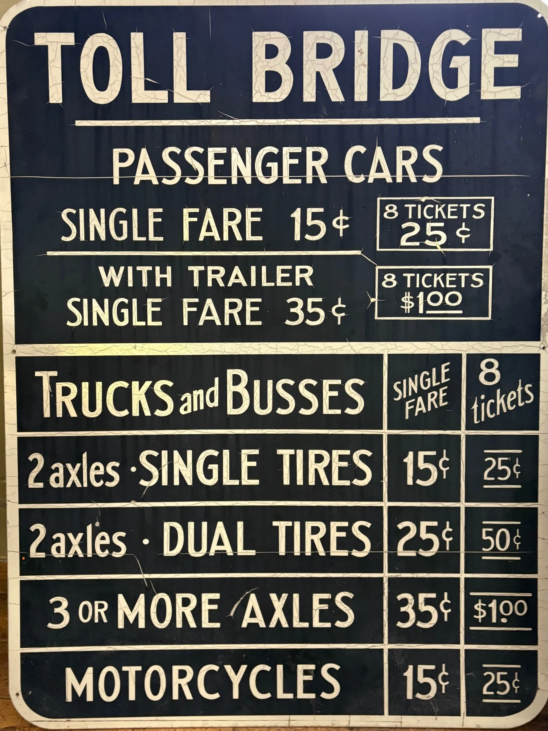 Toll bridge sign from Augusta, Maine