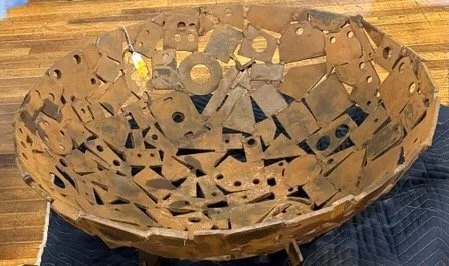Large Brutalist assemblage metal sculpture by Gordon Chandler (b. 1953). Circa 2011.
