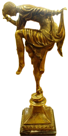 A BRONZE, ART DECO STYLE, STATUE OF A WOMAN DANCER; 23" T. 