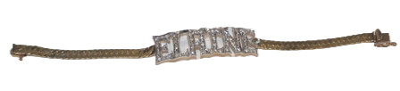 A 14K YELLOW GOLD LINK BRACELET, WITH 14K WHITE GOLD LETTERING, SPELLING "ELAINE" WITH 52 DIAMONDS; REPLACEMENT COSTS: $2,500.00