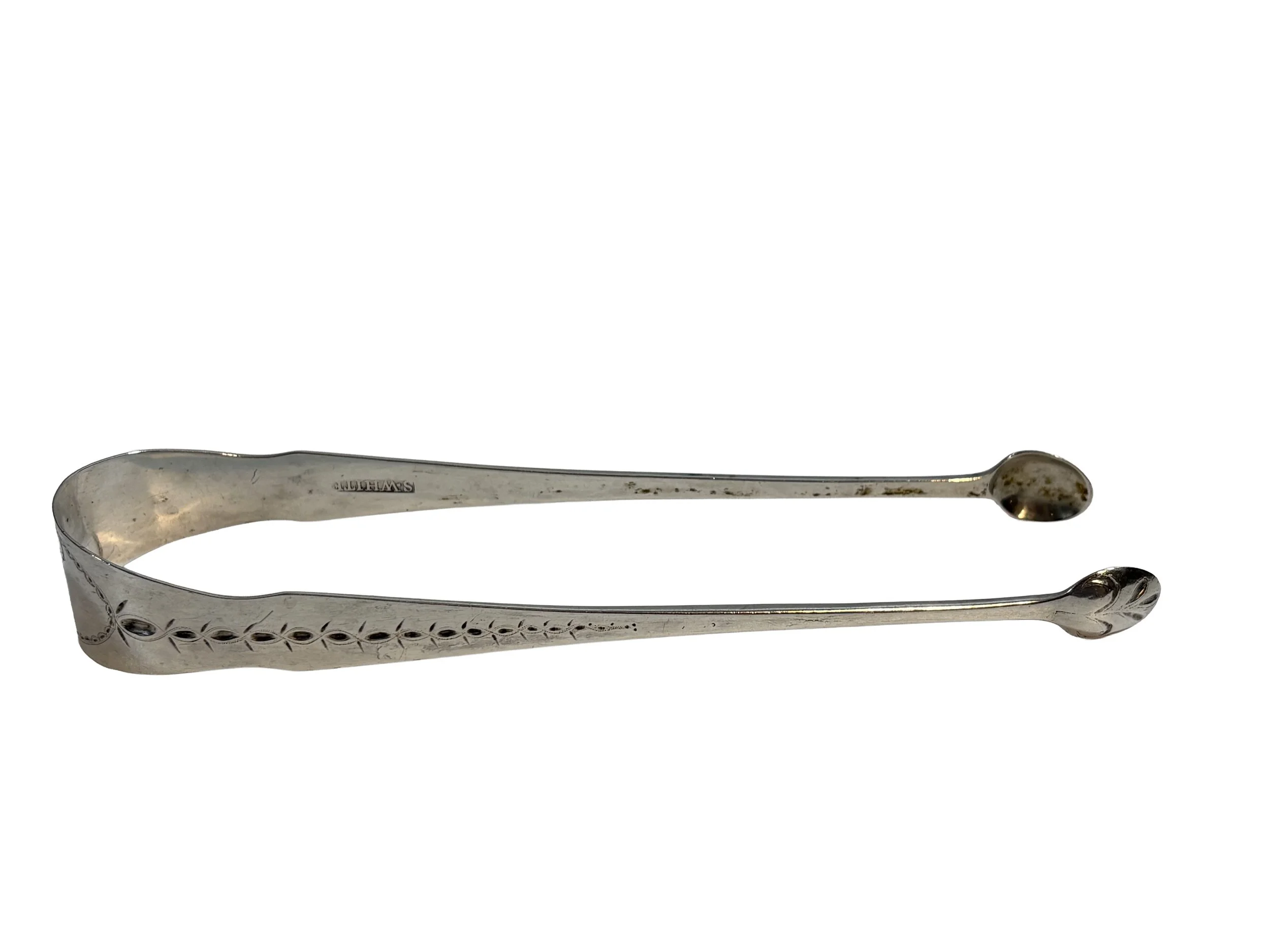 Sugar tongs by Silas White, NY, 1791, .96 ozt.