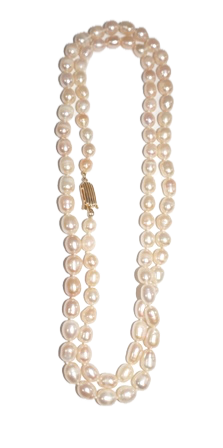 A STRAND OF 88 FRESHWATER PEARLS HAVING A 14K YELLOW GOLD CLASP