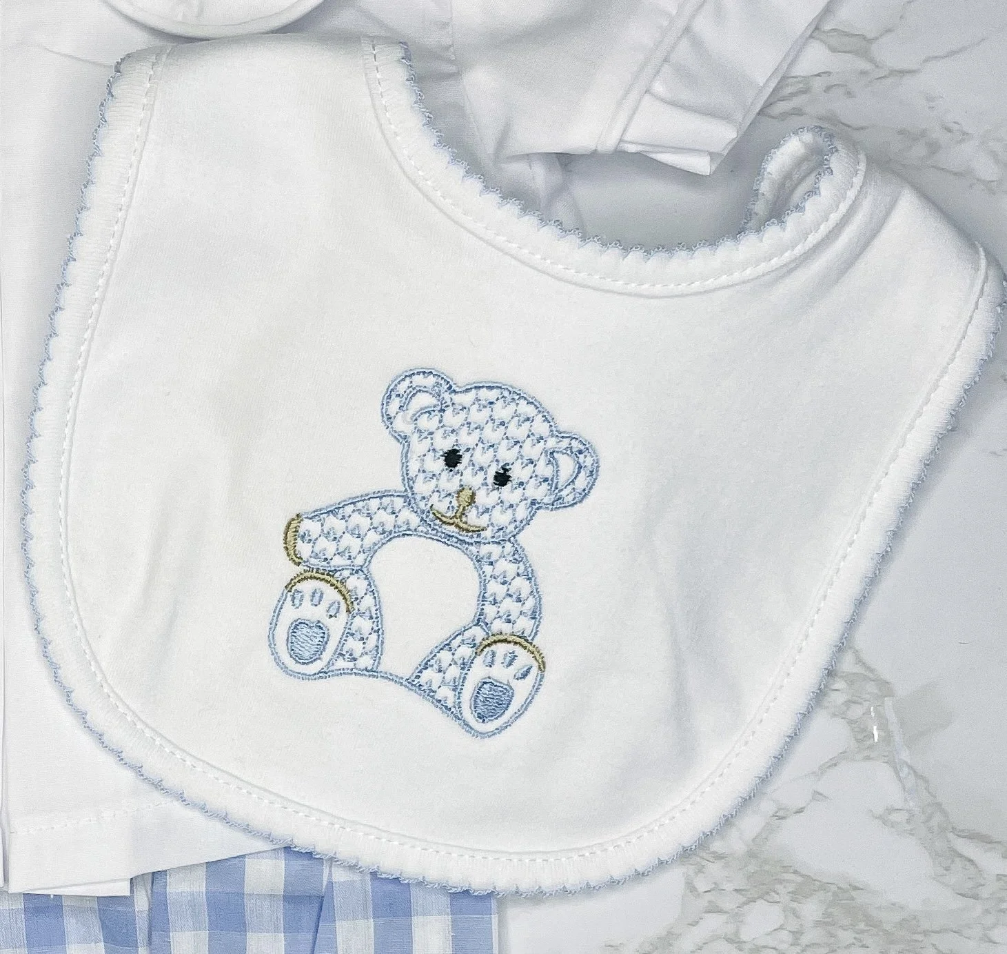 Herend Designs Picot Trim Baby Bib
