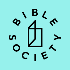 Logo with a cube and the text 'BIBLE SOCIETY' arranged in a circle around it, on a light blue background.