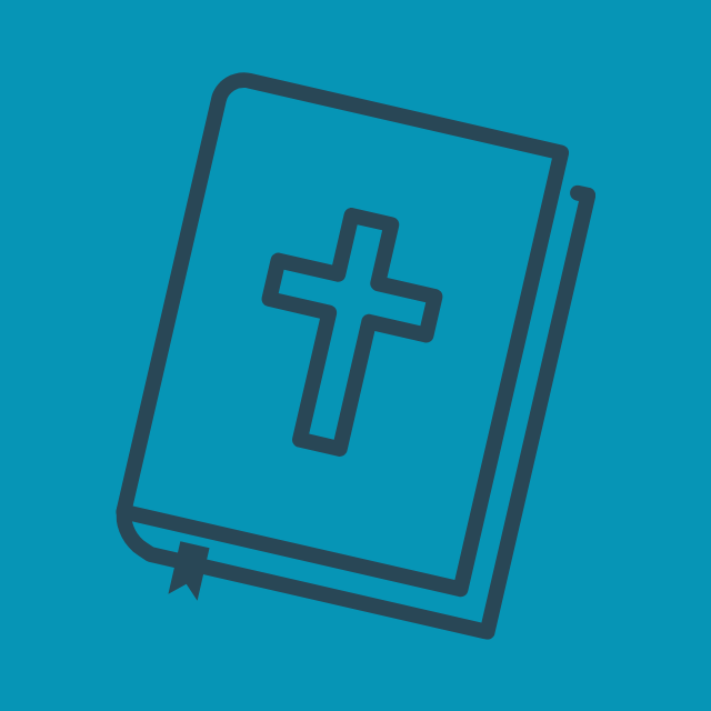 Outline of a Bible with a cross on the cover