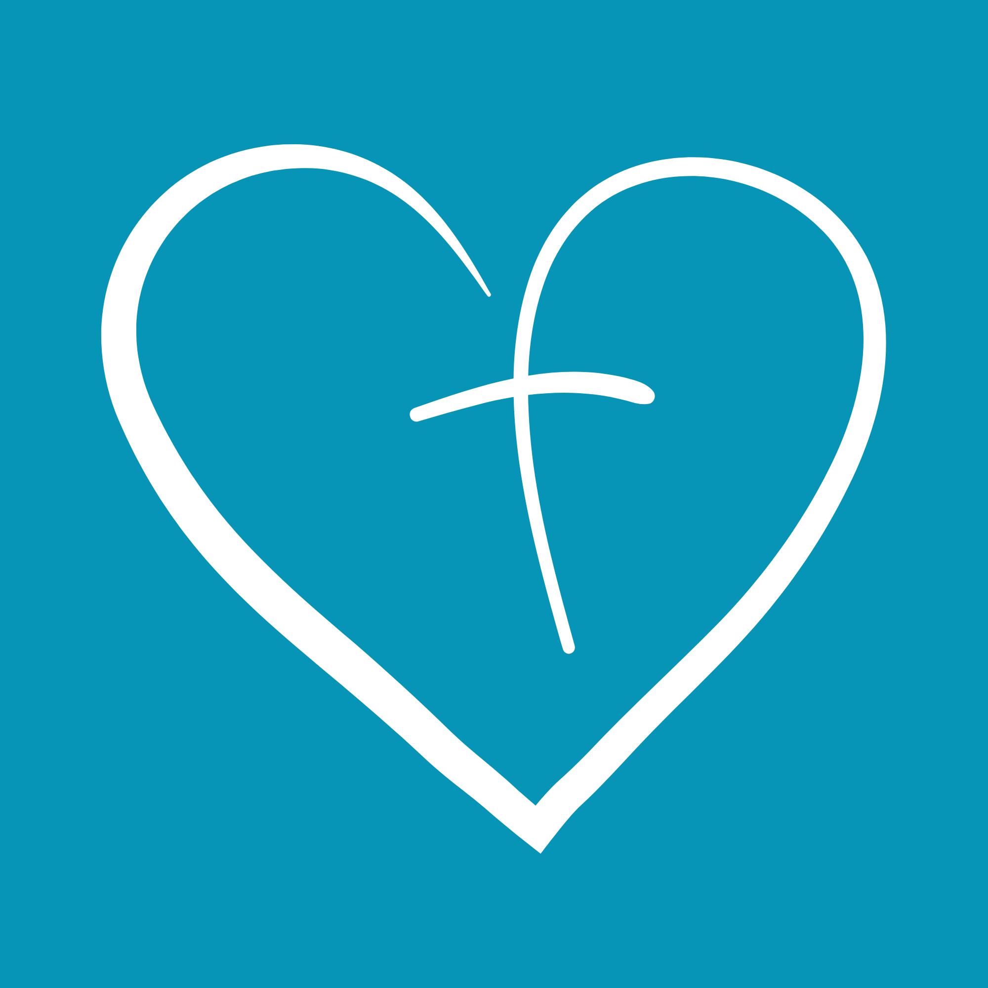 Hand-drawn heart with the word 'Hope' written inside, on a teal background.
