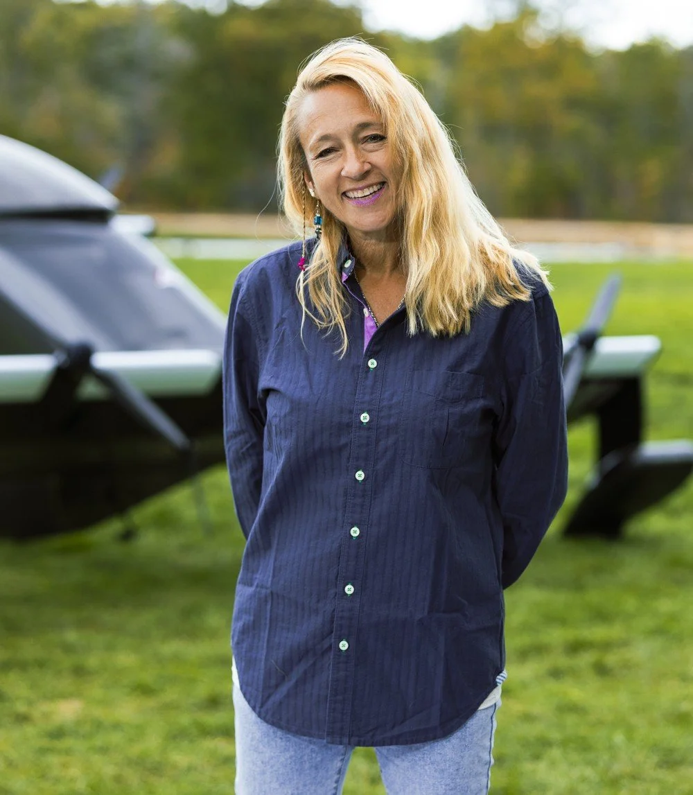 Heather Chirtea, the nation's first female flying car pilot, shows off the nation's first flying car.