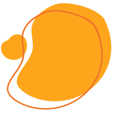 Orange abstract shape with a smaller oval shape on the left side.