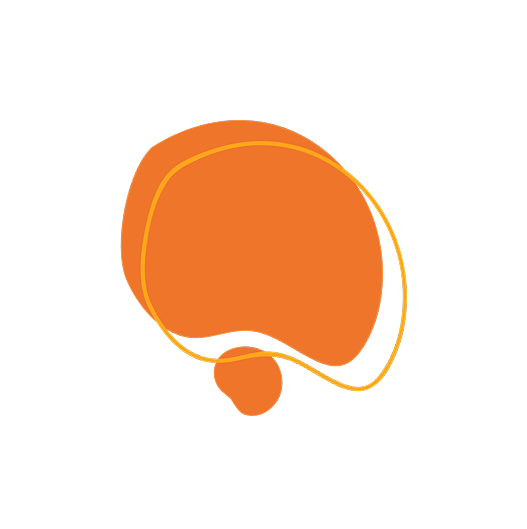Orange abstract shape with a smaller oval shape underneath.