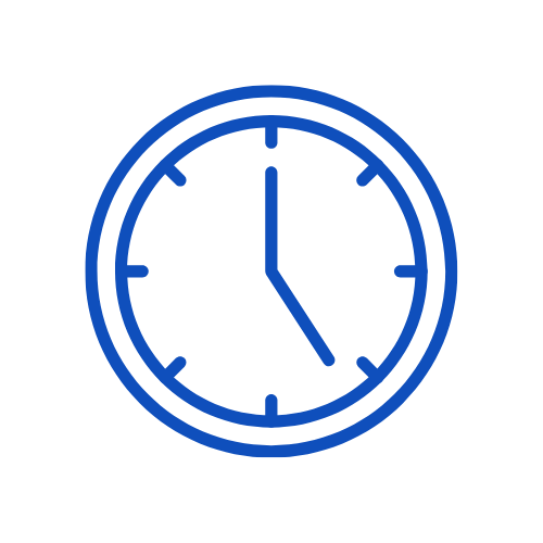 Blue clock showing time close to 4:00.