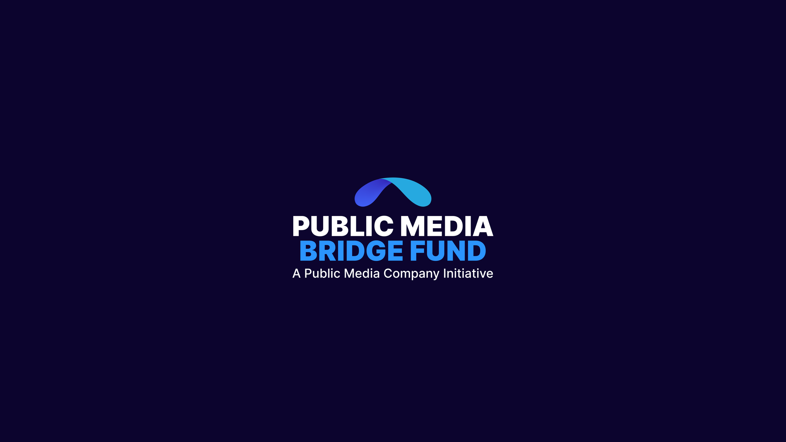 Logo of Public Media Bridge Fund with a blue and purple abstract graphic.